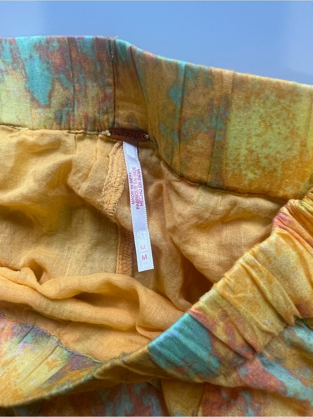 Free People Yellow Cotton Flowy Twirly Skirt Tie Dye- M - Picture 5 of 8